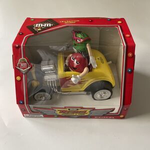 Vintage M&M Candy Dispenser Rebel Without a Clue Yellow Roadster Hot Rod Car Box